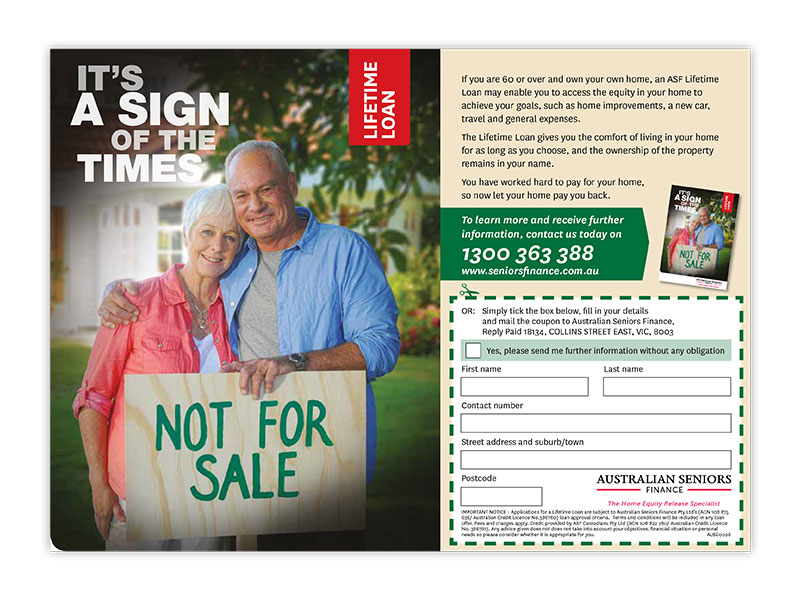 Australian Seniors Finance half page ad with coupon